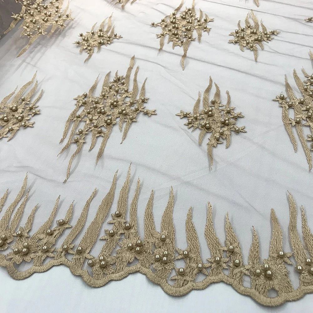 Beaded Embroidered Floral Mesh Dress Lace Fabric By Yard 8 Beaded Embroidered Floral Mesh Dress Lace Fabric By Yard - Image 6