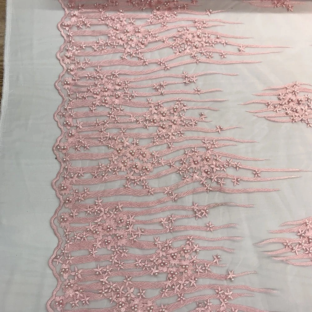 Beaded Embroidered Floral Mesh Dress Lace Fabric By Yard 4 Beaded Embroidered Floral Mesh Dress Lace Fabric By Yard - Image 2