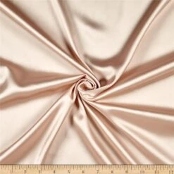 Beige 2 Way Stretch Silky Soft Satin / Bridal Fabric