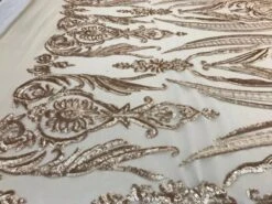 Beige Arabic Design Embroidered 4 Way Stretch Sequin Fabric Sold By The Yard -Luxtex Store beige arabic design embroidered 4 way stretch sequin fabric sold by the yard 155668