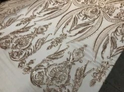 Beige Arabic Design Embroidered 4 Way Stretch Sequin Fabric Sold By The Yard -Luxtex Store beige arabic design embroidered 4 way stretch sequin fabric sold by the yard 171432