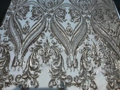 Beige Arabic Design Embroidered 4 Way Stretch Sequin Fabric Sold By The Yard -Luxtex Store beige arabic design embroidered 4 way stretch sequin fabric sold by the yard 362180
