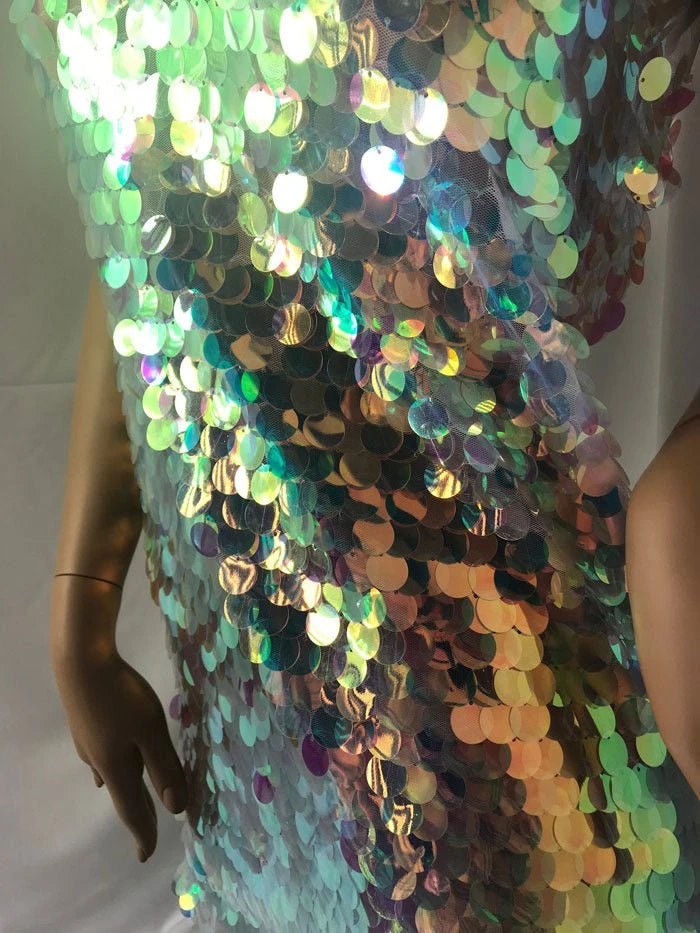 Big Dot Sequin Hologram Mesh Transparent Lilac Fabric By The Yard 8 Big Dot Sequin Hologram Mesh Transparent Lilac Fabric By The Yard - Image 6