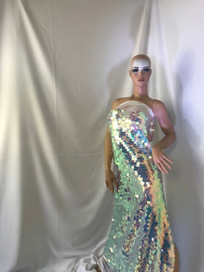 Big Dot Sequin Hologram Mesh Transparent Lilac Fabric By The Yard 4 Big Dot Sequin Hologram Mesh Transparent Lilac Fabric By The Yard - Image 2