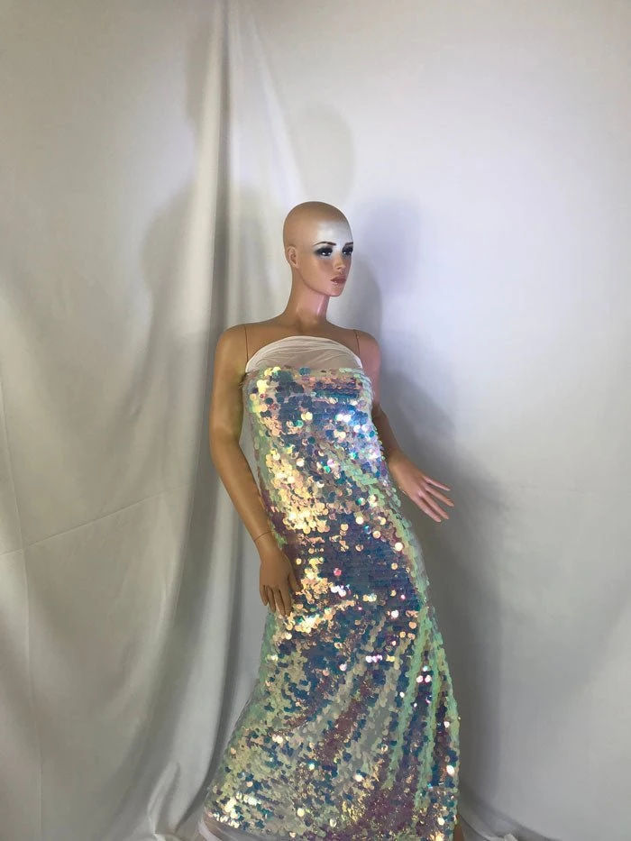 Big Dot Sequin Hologram Mesh Transparent Lilac Fabric By The Yard 3 Big Dot Sequin Hologram Mesh Transparent Lilac Fabric By The Yard