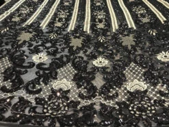 Black Fine Embroidered Sequin 4 Way Stretch Fabric For Wedding Prom Fashion Decorations Dresses -Luxtex Store black fine embroidered sequin 4 way stretch fabric for wedding prom fashion decorations dresses 220261