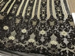 Black Fine Embroidered Sequin 4 Way Stretch Fabric For Wedding Prom Fashion Decorations Dresses -Luxtex Store black fine embroidered sequin 4 way stretch fabric for wedding prom fashion decorations dresses 806919