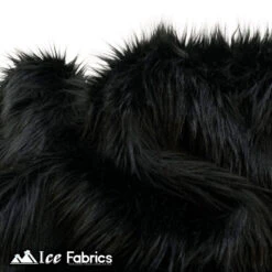 Black Shaggy Mohair Faux Fur Fabric Wholesale (20 Yards Bolt)