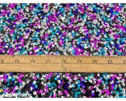 Blue Magenta And Silver 3 Tone 4 Way Stretch Sequin Fabric On Black Mesh Lace -Luxtex Store blue magenta and silver 3 tone 4 way stretch sequin fabric on black mesh lace 463688