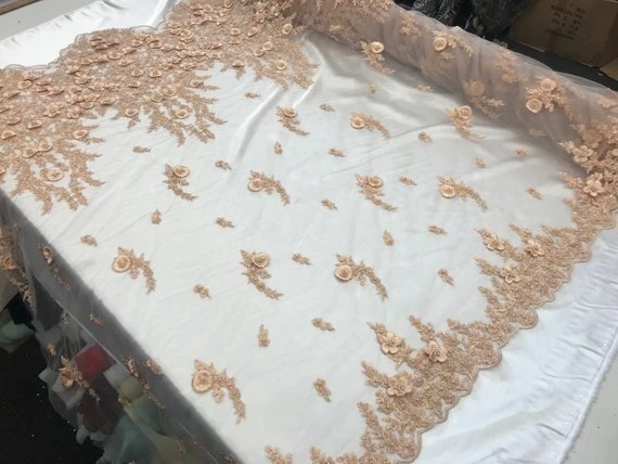 Bridal Wedding Beaded Mesh Lace Fabric 4 Bridal Wedding Beaded Mesh Lace Fabric - Image 2