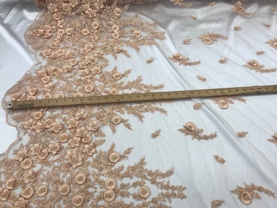 Bridal Wedding Beaded Mesh Lace Fabric 7 Bridal Wedding Beaded Mesh Lace Fabric - Image 5