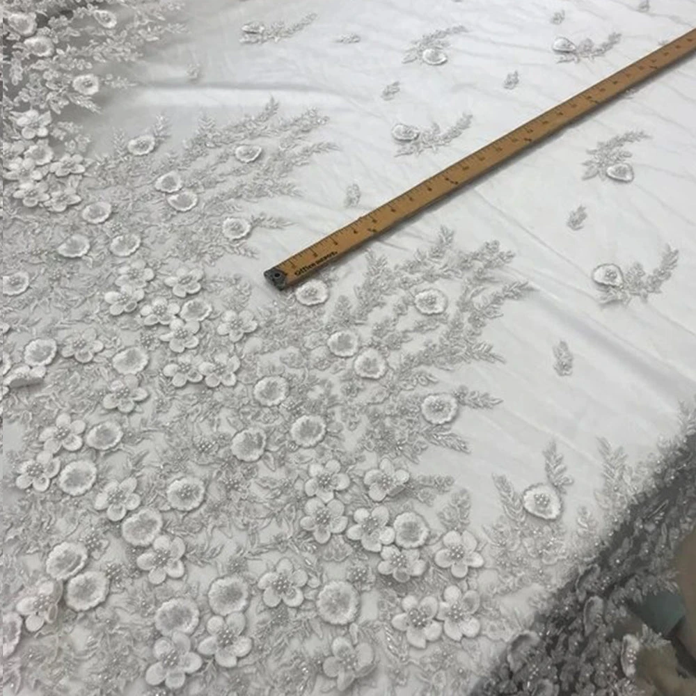 Bridal Wedding Beaded Mesh Lace Fabric 6 Bridal Wedding Beaded Mesh Lace Fabric - Image 4