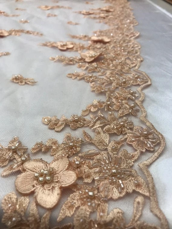 Bridal Wedding Beaded Mesh Lace Fabric 8 Bridal Wedding Beaded Mesh Lace Fabric - Image 6