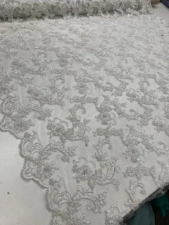 Bridal Wedding Dress Fabric - Beaded Mesh Lace -Luxtex Store bridal wedding dress fabric beaded mesh lace 643237