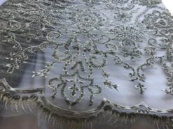 Bridal Wedding Silver Design Beaded Mesh Lace Fabric Sold By Yard 14 Bridal Wedding Silver Design Beaded Mesh Lace Fabric Sold By Yard -Luxtex Store bridal wedding silver design beaded mesh lace fabric sold by yard 892166