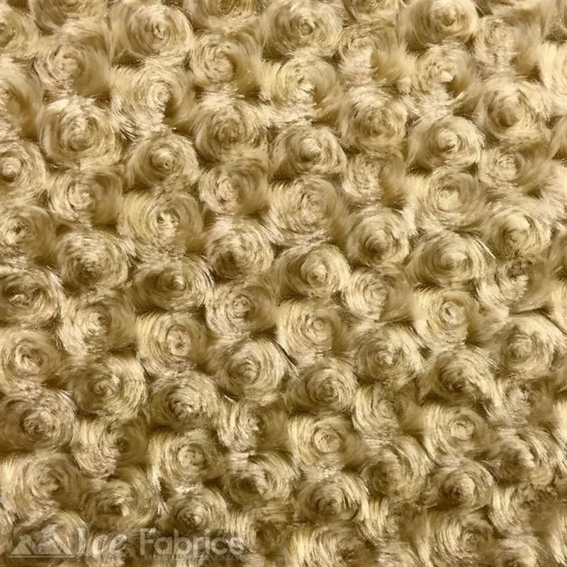 Camel Minky Rose Rosebud Fabric Blanket Fabric 3 Camel Minky Rose Rosebud Fabric Blanket Fabric