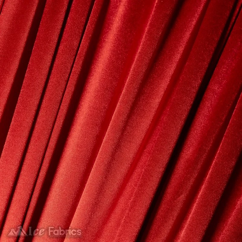 Casino 4 Way Stretch Satin Fabric Shiny Red Silky Spandex 5 Casino 4 Way Stretch Satin Fabric Shiny Red Silky Spandex - Image 3