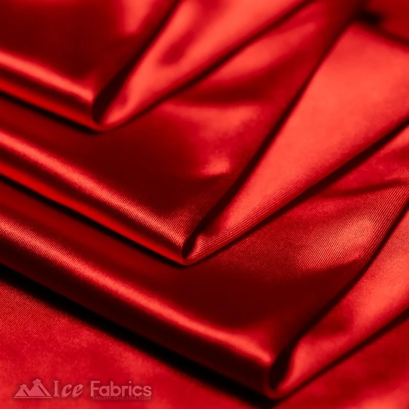 Casino 4 Way Stretch Satin Fabric Shiny Red Silky Spandex 3 Casino 4 Way Stretch Satin Fabric Shiny Red Silky Spandex