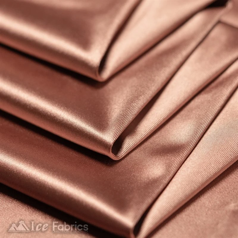 Casino 4 Way Stretch Satin Fabric Shiny Rose Gold Silky Spandex 3 Casino 4 Way Stretch Satin Fabric Shiny Rose Gold Silky Spandex