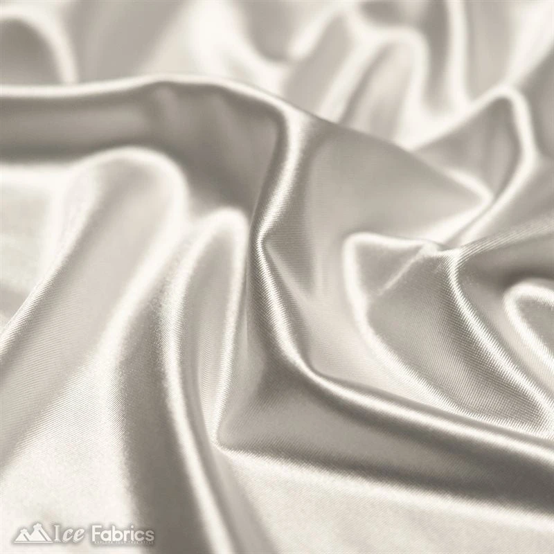 Casino 4 Way Stretch Satin Fabric Shiny White Silky Spandex 4 Casino 4 Way Stretch Satin Fabric Shiny White Silky Spandex - Image 2