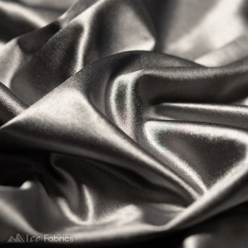 Casino Shiny Dark Grey Spandex 4 Way Stretch Satin Fabric 4 Casino Shiny Dark Grey Spandex 4 Way Stretch Satin Fabric - Image 2