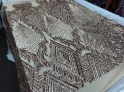 Champagne High Embroidered Sequin Bridal Fashion Wedding Dress Mesh Lace Fabric -Luxtex Store champagne high embroidered sequin bridal fashion wedding dress mesh lace fabric 635756