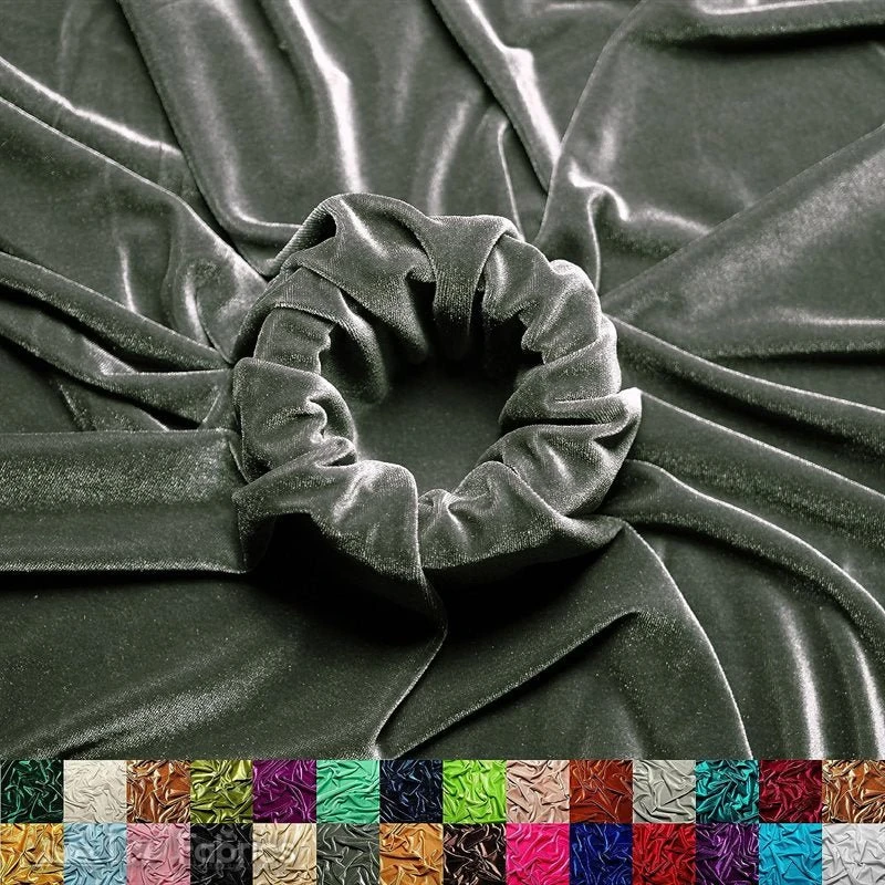 Charcoal Wholesale Velvet Fabric Stretch | 60" Wide 3 Charcoal Wholesale Velvet Fabric Stretch | 60" Wide