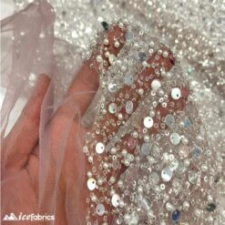 Classic All Over Beaded Sequin Bridal Fabric / Handmade -Luxtex Store classic all over beaded sequin bridal fabric handmade 967324