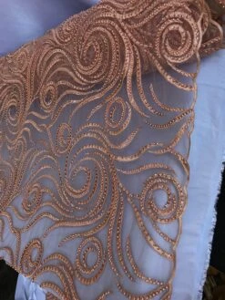 Coral Beaded Multi-Color Floral Bridal Mesh Lace Dress -Luxtex Store coral beaded multi color floral bridal mesh lace dress 734680