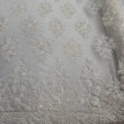 Corded Flowers White Lace Fabric