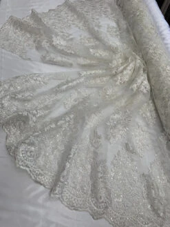 Corded Flowers White Lace Fabric -Luxtex Store corded flowers white lace fabric 930273