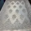 Corded White Lace Fabric / Embroidery Mesh Lace