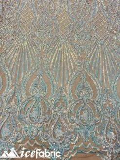 Diba Baby Blue Geometric Stretch Sequin Fabric / Lace Fabric