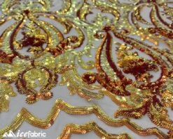 Diba Orange Geometric Stretch Sequin Fabric / Mesh Lace Fabric -Luxtex Store diba orange geometric stretch sequin fabric mesh lace fabric 855319