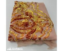 Diba Orange Geometric Stretch Sequin Fabric / Mesh Lace Fabric -Luxtex Store diba orange geometric stretch sequin fabric mesh lace fabric 914427