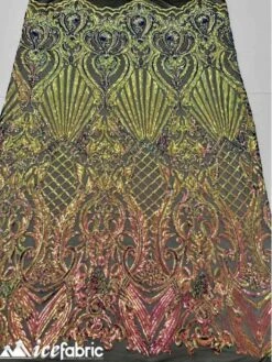 Diba Pink Geometric Stretch Sequin Fabric / Mesh Lace Fabric