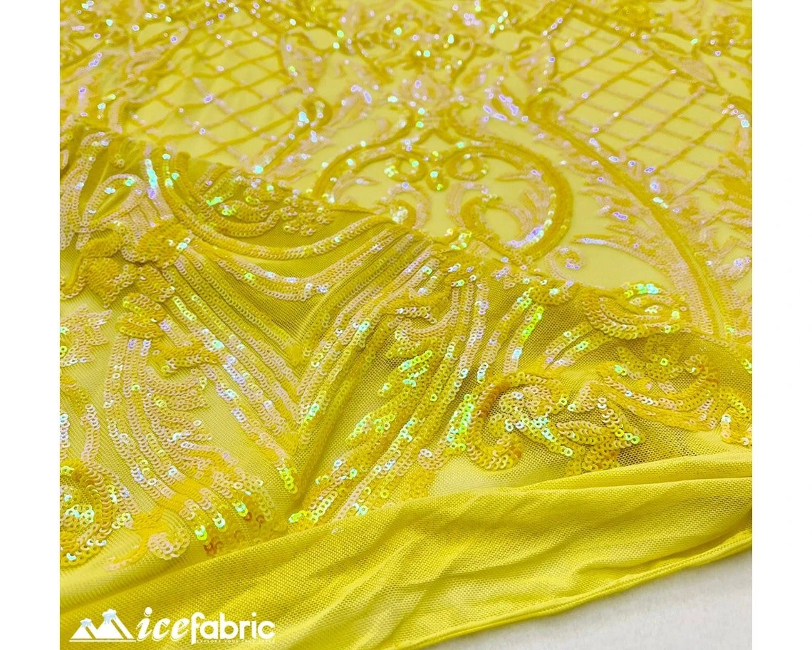 Diba Yellow Geometric Stretch Sequin Fabric/ Lace Fabric 6 Diba Yellow Geometric Stretch Sequin Fabric/ Lace Fabric - Image 4