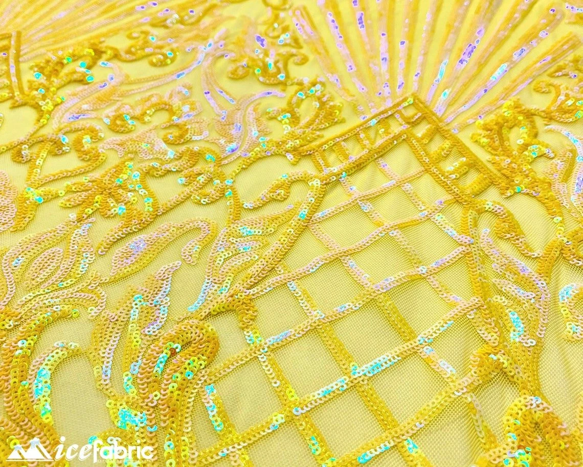Diba Yellow Geometric Stretch Sequin Fabric/ Lace Fabric 5 Diba Yellow Geometric Stretch Sequin Fabric/ Lace Fabric - Image 3