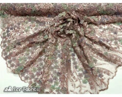 3D Flowers Floral Beaded Fabric | Sequin Lace On Mesh -Luxtex Store dusty rose 3d flowers floral beaded fabric sequin lace on mesh 1