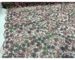 3D Flowers Floral Beaded Fabric | Sequin Lace On Mesh -Luxtex Store dusty rose 3d flowers floral beaded fabric sequin lace on mesh 4