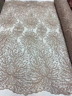 Dusty Rose Tree Floral Embroidery On Mesh Lace Fabric 9 Dusty Rose Tree Floral Embroidery On Mesh Lace Fabric -Luxtex Store dusty rose tree floral embroidery on mesh lace fabric 954017