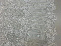 Embroidery White Lace Fabric On Mesh / Floral Design 11 Embroidery White Lace Fabric On Mesh / Floral Design -Luxtex Store embroidery white lace fabric on mesh floral design 719229