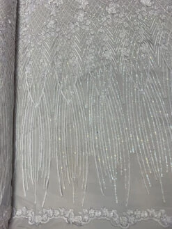 Embroidery White Lace Fabric On Mesh / Floral Design 9 Embroidery White Lace Fabric On Mesh / Floral Design -Luxtex Store embroidery white lace fabric on mesh floral design 888343