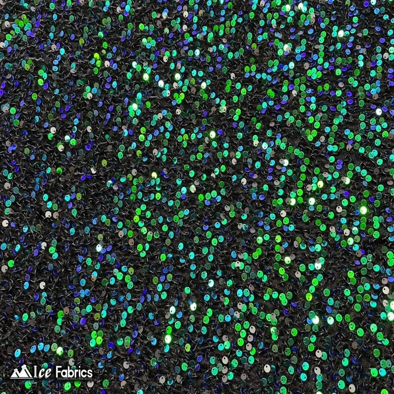 Emma Embroidered Sequin Emerald Green On Black Velvet Fabric 6 Emma Embroidered Sequin Emerald Green On Black Velvet Fabric - Image 4