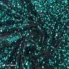 Emma Embroidered Sequin Teal Green On Black Velvet Fabric