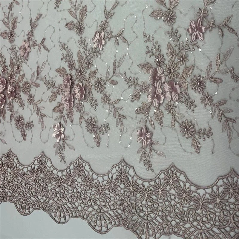 Fashion 3D Flowers Floral Beaded Lace Fabric 9 Fashion 3D Flowers Floral Beaded Lace Fabric - Image 7