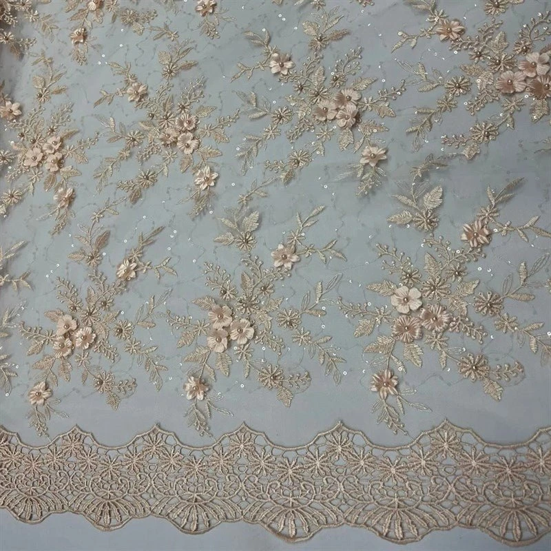 Fashion 3D Flowers Floral Beaded Lace Fabric 22 Fashion 3D Flowers Floral Beaded Lace Fabric - Image 20