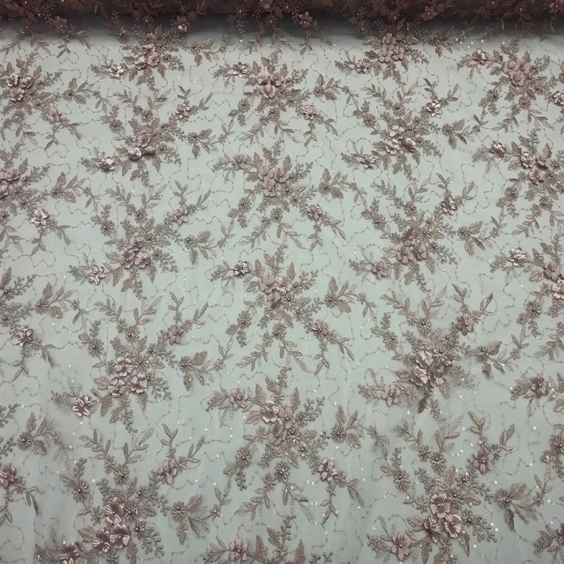Fashion 3D Flowers Floral Beaded Lace Fabric 11 Fashion 3D Flowers Floral Beaded Lace Fabric - Image 9