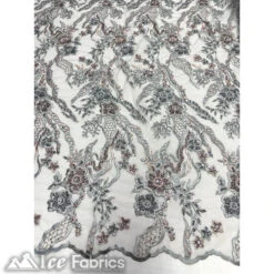 Floral Embroidery Beaded Fabric With Sequin On Mesh -Luxtex Store floral embroidery beaded fabric with sequin on mesh 296138