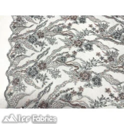 Floral Embroidery Beaded Fabric With Sequin On Mesh -Luxtex Store floral embroidery beaded fabric with sequin on mesh 587025